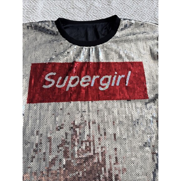 SUPERGIRL T Shirt Custom Sequin Size XL - Picture 2 of 7